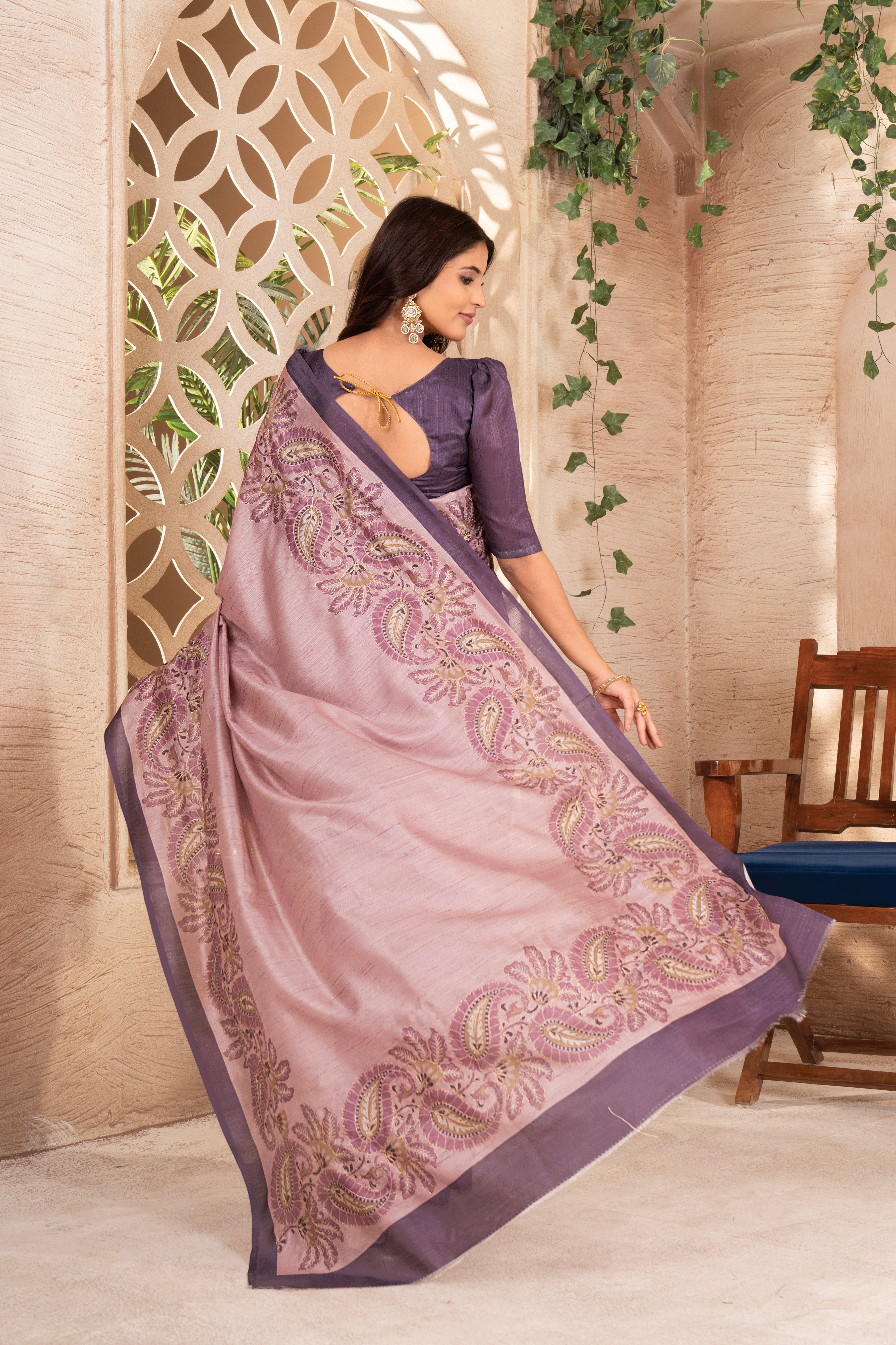 Dull Pink Zinger Silk Saree